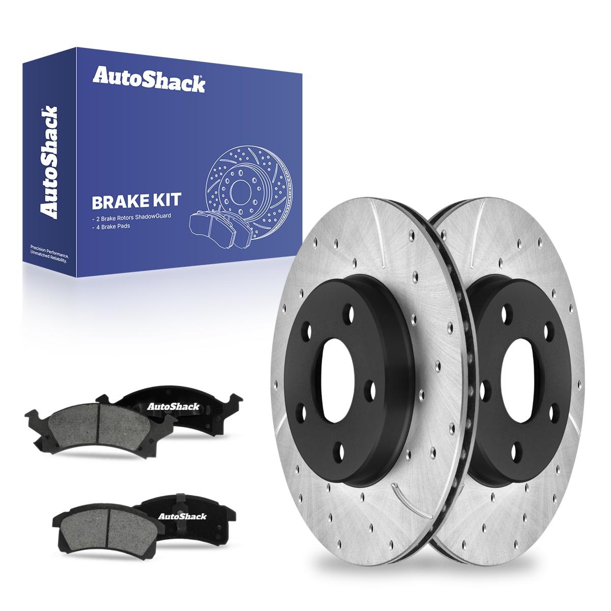 Auto Shack Front Ceramic Brake Pad and Performance Drilled Slotted